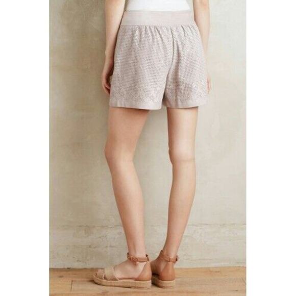 New Anthropologie Vegan Suede Cutwork Shorts by Elevenses Retail $118 Size 6 - Picture 3 of 4